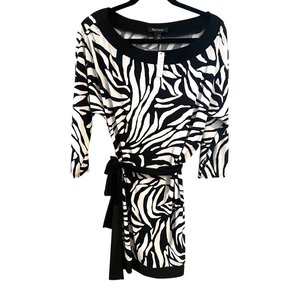 White House Black Market Zebra Print Dress Women's Large